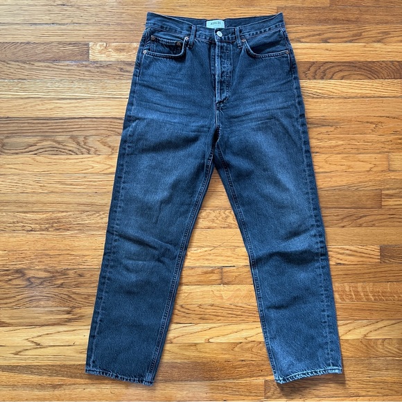 AGOLDE 90’S HIGH WAISTED LOOSE WASHED BLACK JEANS - Picture 4 of 7